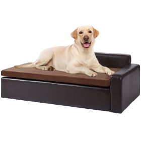 VEVOR Pet Sofa, Dog Couch for Large-Sized Dogs, Soft Leather Dog Sofa Bed, 110 lbs Loading, Black VEVOR Pet Sofa, Dog Couch for Large-Sized Dogs, Soft Leather Dog Sofa Bed, 110 lbs Loading, Black