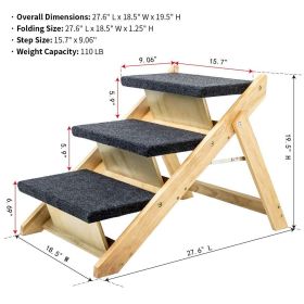 Wood Pet Stairs/Pet Steps - Foldable 3 Levels Dog Stairs & Ramp Perfect for Beds and Cars - Portable Dog Ladder Up to 110 Pounds Wood Pet Stairs/Pet Steps - Foldable 3 Levels Dog Stairs & Ramp Perfect for Beds and Cars - Portable Dog Ladder Up to 110 Pounds